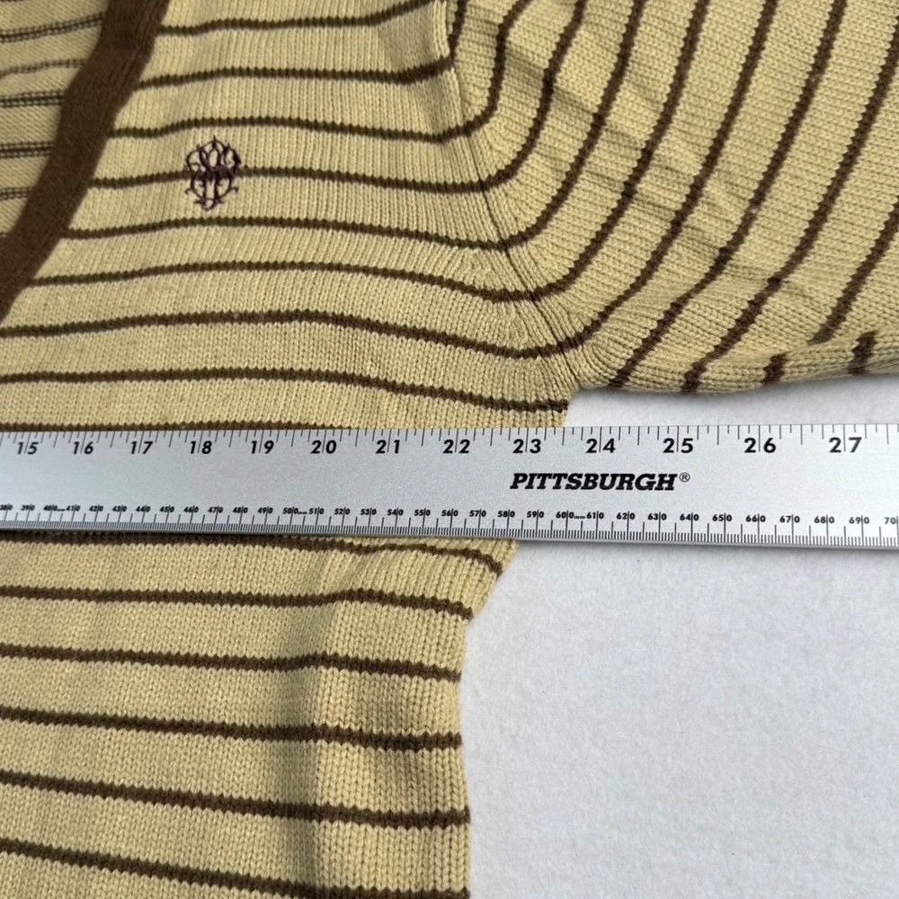 Southpole Mens Striped Knit Cardigan Sweater Brown Tan V-Neck Button Front Large